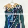 Stage Wear LIUHUO Rythmique Gymnastique Justaucorps Personnaliser Femmes Fille Costume Performance Compétition Robe De Danse Aérobic Combinaisons Bleu Adolescent