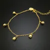 Trendy 24k gold plated Anklets for women Fascinating Rhythm small bell foot jewelry barefoot sandals chain257q