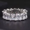 C7532 Atacado Hip Hop Sterling Sier Iced Out Full Baguette Cut D Cor Moissanite Diamond Band Eternity Ring