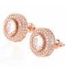 Boucles d'oreilles rondes en or rose 18 carats glacé pour femmes et hommes, boucles d'oreilles en zircone cubique, de luxe, designer267Q