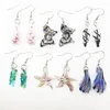 Dangle Earrings 6 Pairs Different Shapes Glaze Murano Glass For Women Butterfly Stars Starfish Spiral Water Drops