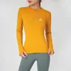 Lu Align Lu Yoga Sport Tight Rundhals-Sportmantel für Damen, Fitness-Top, langärmelig, schnell trocknend, schmale Kleidung mit Reißverschluss, Herbst und Winter, LL Lemon