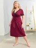 Pijamas femininos YTL com decote em V manga curta vestido noturno de algodão plus size camisola para dormir