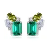 Emerald Gemstone Stud Earrings S925 Silver Shiny Zircon örhängen Europeiska temperament Nischdesignsmycken2441