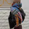 Luna Dolphin Women Winter Autumn Wool Scarf Rainbow Color England Plaid Student Warm Tassel Sweet Girls Pashmina Big Shawl 231229