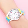 Armbandsur Camo Silicone Diamond Studded Lady Watch Beautiful Women för användning (vit)