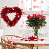 Decorative Flowers Holiday Garland Heart-shaped Hanging Wreath Front Door Valentine Red Wreaths For Valentine's Ornament Flower Sign