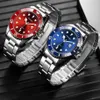 Montre rouge noir pour montre-bracelet pour hommes en acier inoxydable de haute qualité étanche hommes horloge à Quartz Top marque homme heures B365262h
