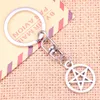 Portachiavi 20 pz Portachiavi di Moda 24x24mm Stella Pentagramma Pendenti con gemme e perle Uomini FAI DA TE Gioielli Auto Portachiavi Anello Titolare Ricordo Per regalo