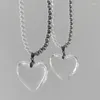 Chains Glass Love-shape Pendant Necklace Simple Niche Cold Wind Hip-hop Clavicle Chain