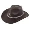 Berets Vintage Cowboy Hut Für Musik Festival Party Frauen Männer Unisex Fedora Große Krempe Reise Kappe Cosplay Kopfbedeckung