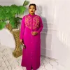 Casual Dresses Gotoola African Dress Front And Back Rhinestone Shirt Collar Long Sleeve Elegant Gown Floor Length