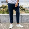 Pants Kuegou 2022 Spring Cotton Black Harem Pants Men Casual Streetwear Sweatpants joggar för manliga hiphop baggy spårbyxor 3087