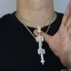 Collana con ciondolo di design hip-hop da uomo, catena cubana in acciaio inossidabile di moda intarsiata con gioielli in zirconi233p