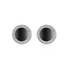 Boucles d'oreilles à la mode plaqué argent pour dame accessoires de fête mode femmes boucle d'oreille cristal noir rond piercing Bijou pierres incrustées