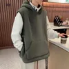 Gilet da uomo Gilet di flanella Uomo Moda invernale Stack Indossa una giacca con tasca grande Felpa con cappuccio Gilet termico Ragazzi alla moda