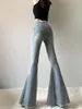 Kadınlar Wtempo 70s Klasik Süper Firarlı Mavi Kadınlar için Y2K Grunge Yüksek Yüksek Yıpranmış Bootcut Denim Pantolon Strusy Lady Pantolon