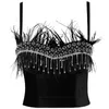 Camis Autumn Beading Feather Tank Women Shirt Streetwear Ropa Casual Shaper Woman Bra Fashion Clothes Crop Top Ladies Corset Blusa