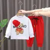 2024 new baby girl boy clothing suit children's casual wear spring children's holiday suit autumn cartoon long-sleeved T-shirt pants