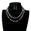 Vintage Minimalist Crystal Necklace And Earrings Multi-layer Necklace Collarbone Chain Women Jewelry Wholesale