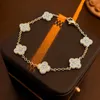 Joyería de diseño Pulsera de lujo Cadena de eslabones VCF Caleidoscopio Pulsera de trébol de van de oro de 18 quilates con cristales brillantes y diamantes Regalo perfecto para mujeres y niñas 1HPI