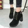 Botas plus size 42 tornozelo plataforma feminina salto alto bota feminina fivela sapatos de salto grosso bota curta zapatos para mujeres 2023