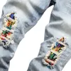 Mannen Jeans Letter Star AM kleine vlek Mannen Borduren Patchwork Ripped Sexy Romantische Wilde Motorbroek Heren AM3459-00 maat 29-38