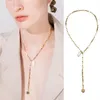 Ny conch -kedja hänge halsband kvinnor rostfritt stål naturlig mor till pärlhalsband kedjekedja mode smycken297y