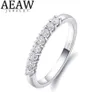 AEAW 14k White Gold 0 25ctw 2mm DF Round Cut Engagement&Wedding Topaz Moissanite Lab Grown Diamond Band Ring for Women246j