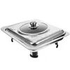 Dinnerware Sets Steel Buffet Metal Plate Stainless-steel Pan For Flat Bread Server Tray Classic Holder Square Four-leg Dessert Serving