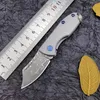 Mini Outdoor Titanium Alloy handle Pocket Knife Folding Damascus Steel Blade Camping EDC Knives