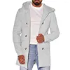 Męski okopa płaszcza męska wełniana płaszcz z kapturem z kapturem jesień i zimowy retro vintage swobodny wiatrów komfortowy dla mężczyzn