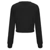 Women's Hoodies Fashion Oversize Women Sexy Solid Color Crop Tops Casual O Necl Long-sleeved Sweater Moletom Feminino