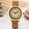 Montres-bracelets Vintage Bois Montre Casual Slim Bracelet En Cuir Véritable Femmes Robe Arabe Chiffre Cadran Quartz Montre-Bracelet Relogio Feminino