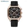 Armbandsur Crrju Square Watch Men's Silicone Strap Six Hands Business Casual Boys