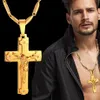 Bracelets Big Stainless Steel Necklace Chain 4 Size Gold Color Christian Jewelry Jesus Crucifix Men's Cross Pendant Necklace for Men Xl999