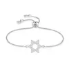 Bracelets de charme Blanc Zircone Cubique Cristal Six Points Étoile Juive De David Bracelet Femmes CZ Pierres Boîte Chaîne Réglable Bijoux Cadeau