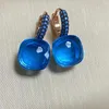Dangle Oorbellen 11,6 mm Klassieke Nudo Inlay Turquoise Zirkoon Met Pistool Verguld Voor Vrouwen Drop Candy Vierkant Kristal Gift