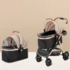 Dog Carrier Pet Stroller For Dogs Detachable Foldable Portable Transportation Breathable Windproof Cat And Four Wheeled Cart