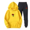 Men's Tracksuits 2023 Men Hoodies Suit Rose Flower Tracksuit Sweatshirt Fleece Hoody Sweat Pants Jogging Homme Pullover 3XL Sporting Set