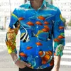 Camisas casuais masculinas Flamingo Parrot 3D impresso camisa de manga comprida botão para baixo lapela masculina primavera