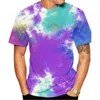 Homens camisetas Verão Moda Estilo Tie Dye Camisa 3D Impresso Homens Mulheres Unissex Casual Oversized Tops Teest Roupas Menino Menina