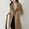 Jaquetas femininas Roxo Mulheres Long Trench Coat Moda Double Breasted Belt Slim Casacos 2023 Primavera Outono Windbreaker