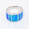 أزياء التجزئة الكاملة Fine Blue Fire Opal Ring 925 Silver Plated Jewelry for Women RMF16032601229H