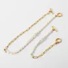 Link Chain 18K Gold Plated Stainless Steel Bracelet Necklace For Women Half Freshwater Pearl OT Stick Buckle Chokers Jewelry2724