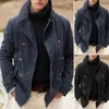 Männer Jacken Herbst Winter Männer Mantel Lose Fit Drehen-unten Kragen Oberbekleidung Einfarbig Zweireiher Warm Halten Casual männlichen Jacke Für