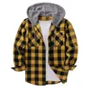 Men's Trench Coats Youth Fashion Street Hooded Plaid Shirt Slim Fit Long Sleeved Couple Travel Casual Sports Jacket