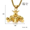 Pendentif Colliers CHUANGCHENG Personnalisé Punk Rétro Hip-Hop Tendance En Acier Inoxydable Animal Muscle Cow Wen Collier Chaîne