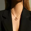 Pendant Necklaces French Vintage Choker Necklace Short Round Square Zircon Women Daily Wear Waterproof Jewelry Party Gifts