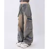 Pantaloni larghi da donna streetwear a gamba larga cargo autunno inverno pantaloni a vita alta in denim pantaloni dritti abiti femminili retrò